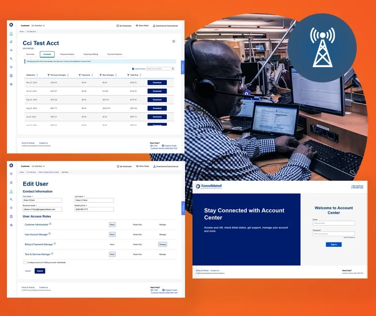 CCI Website UI screenshots